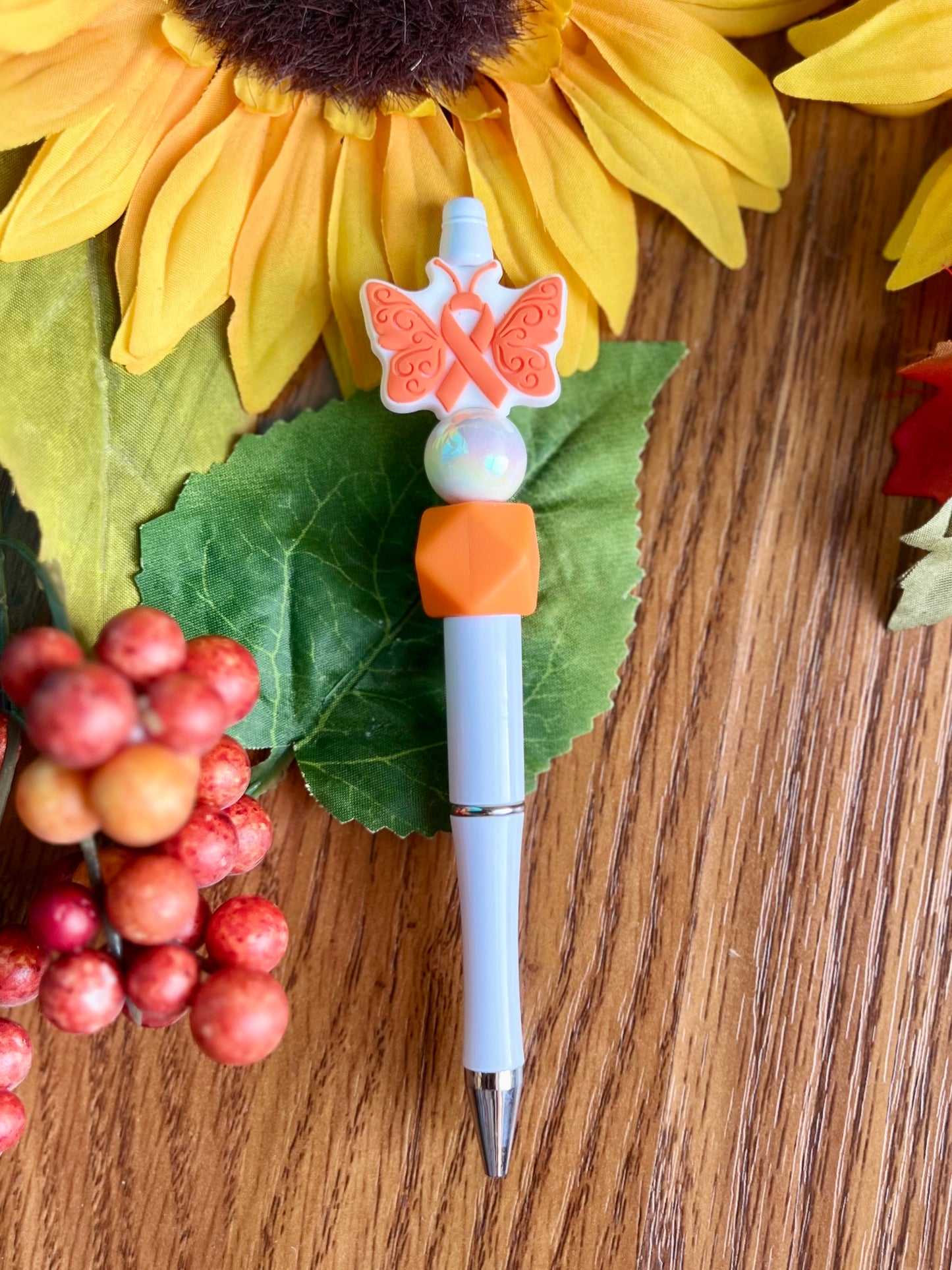 Orange Ribbon Butterfly Pen
