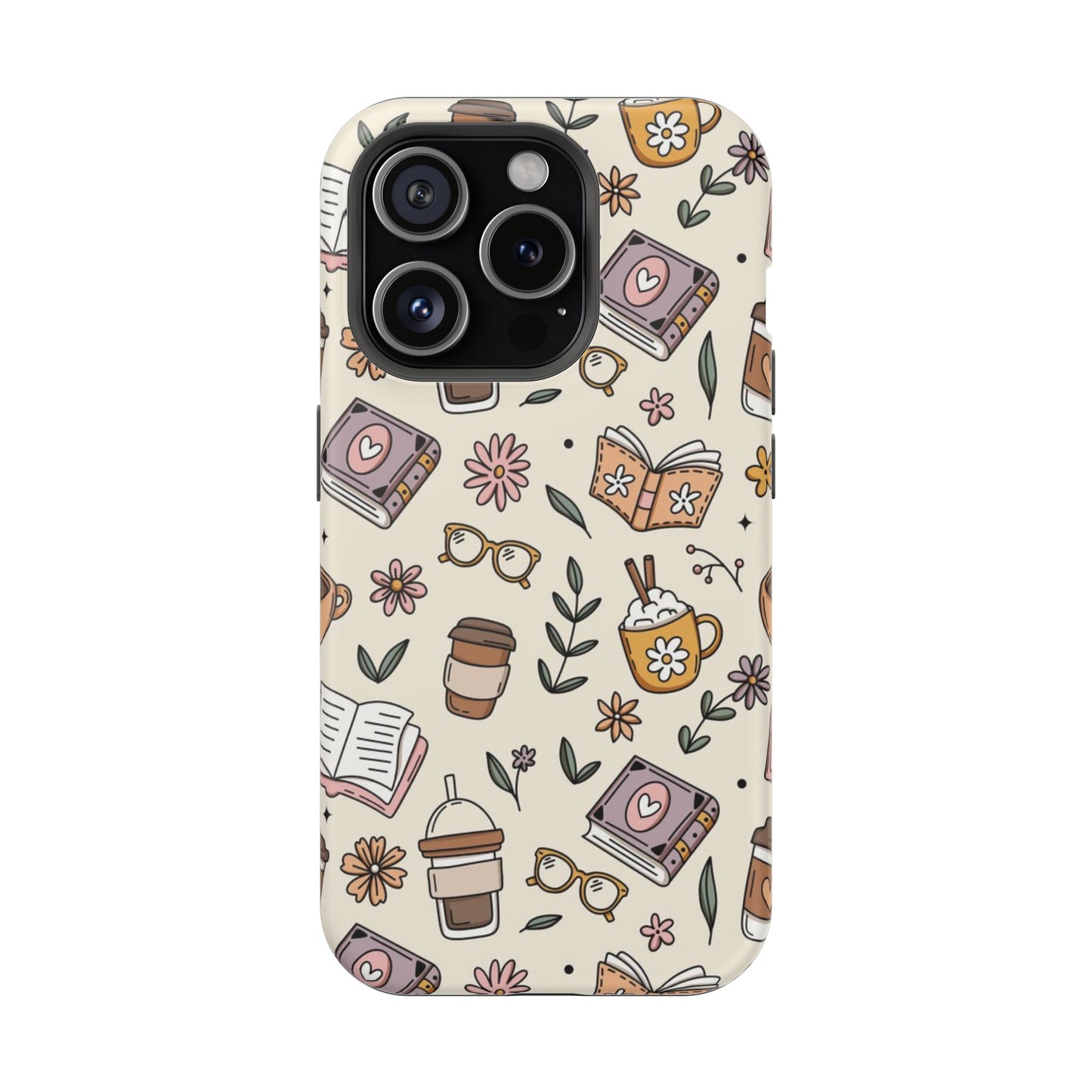 Cozy Reading Floral Phone Case — Magnetic Impact-Resistant