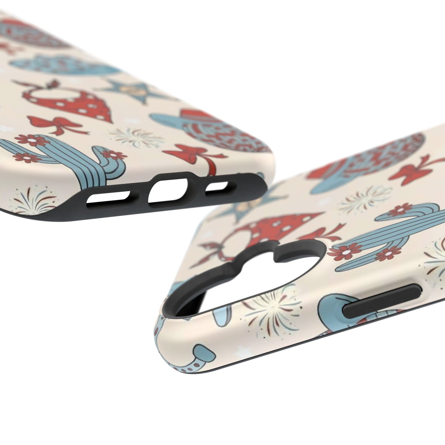 Western Country Pattern Phone Case — Cowboy Boots, Hats & Bandanas Magnetic Impact-Resistant Case