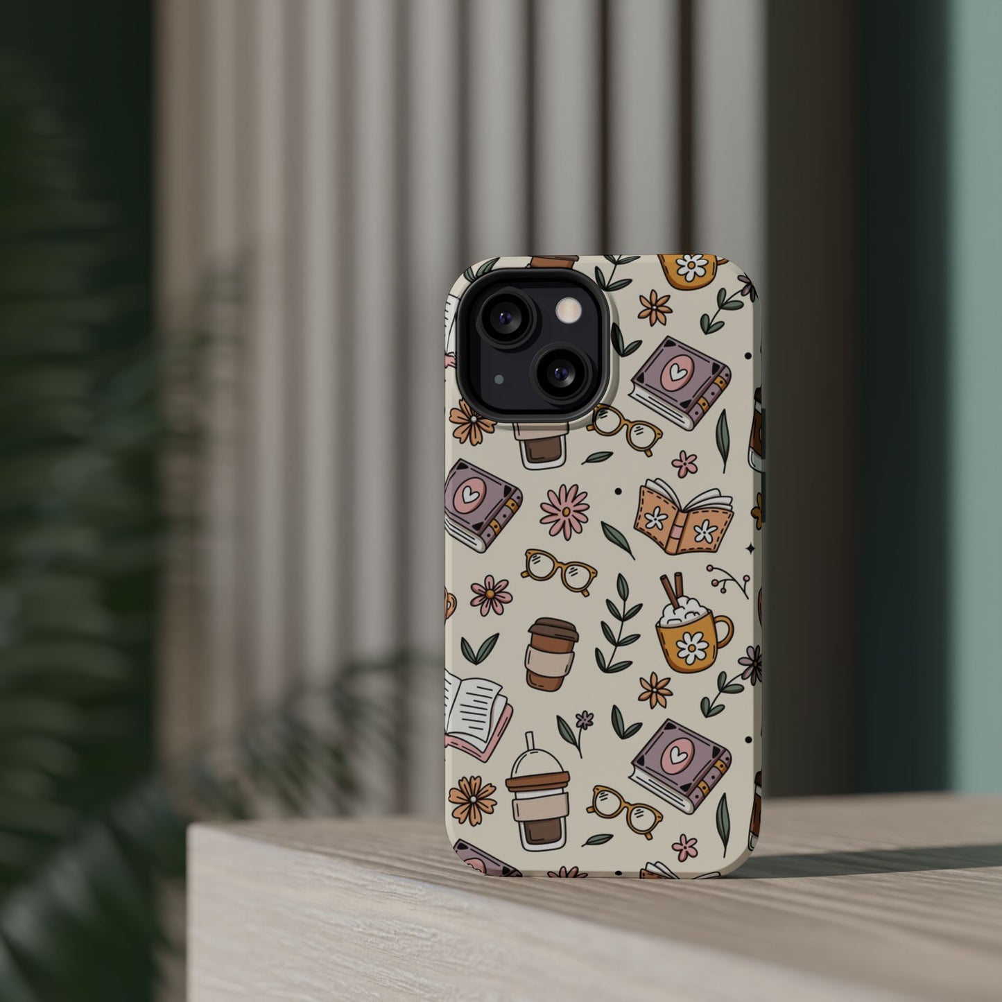 Cozy Reading Floral Phone Case — Magnetic Impact-Resistant