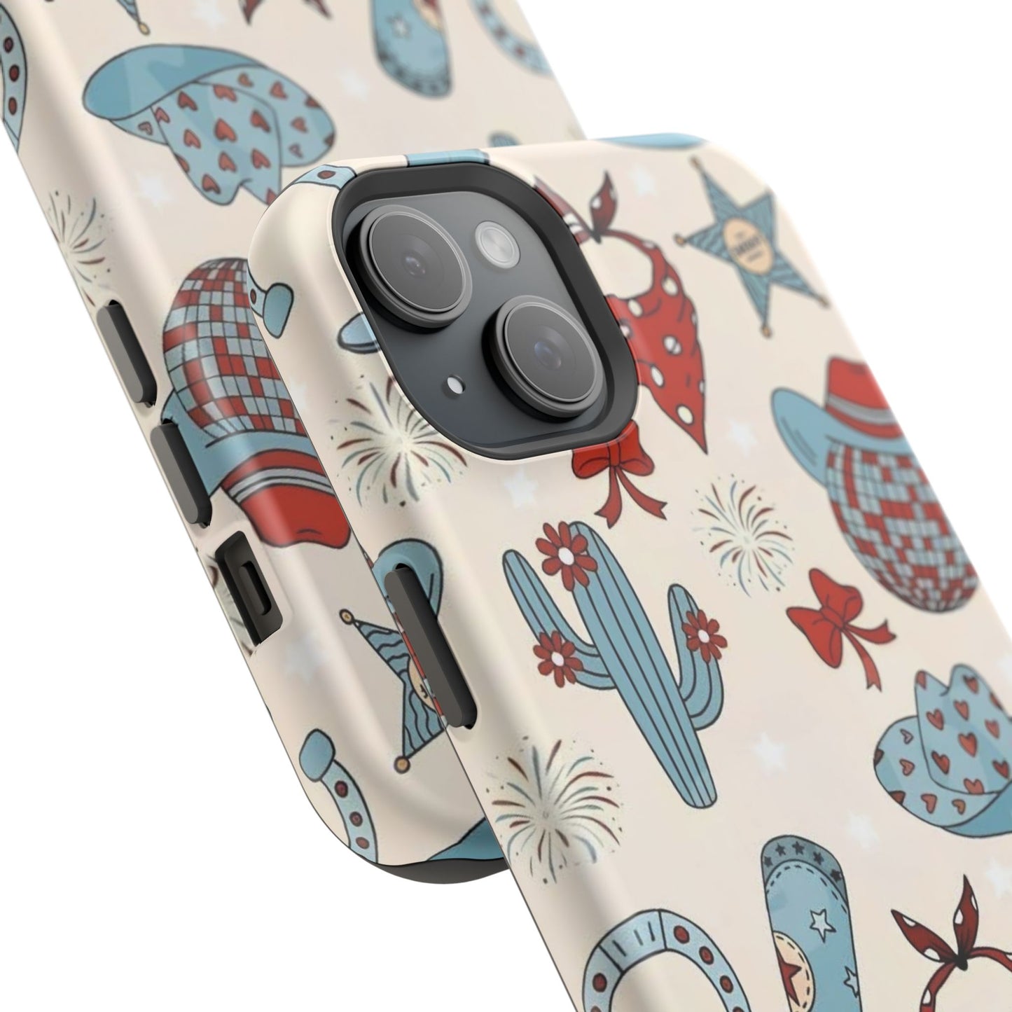 Western Country Pattern Phone Case — Cowboy Boots, Hats & Bandanas Magnetic Impact-Resistant Case