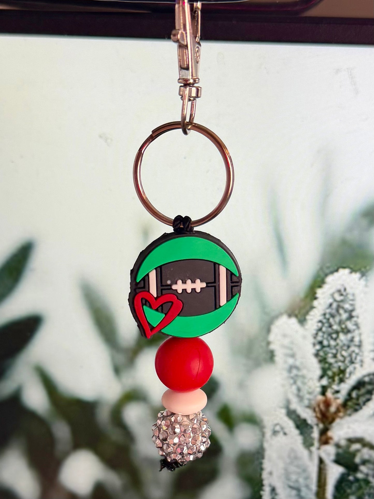 Bling football zipper pull