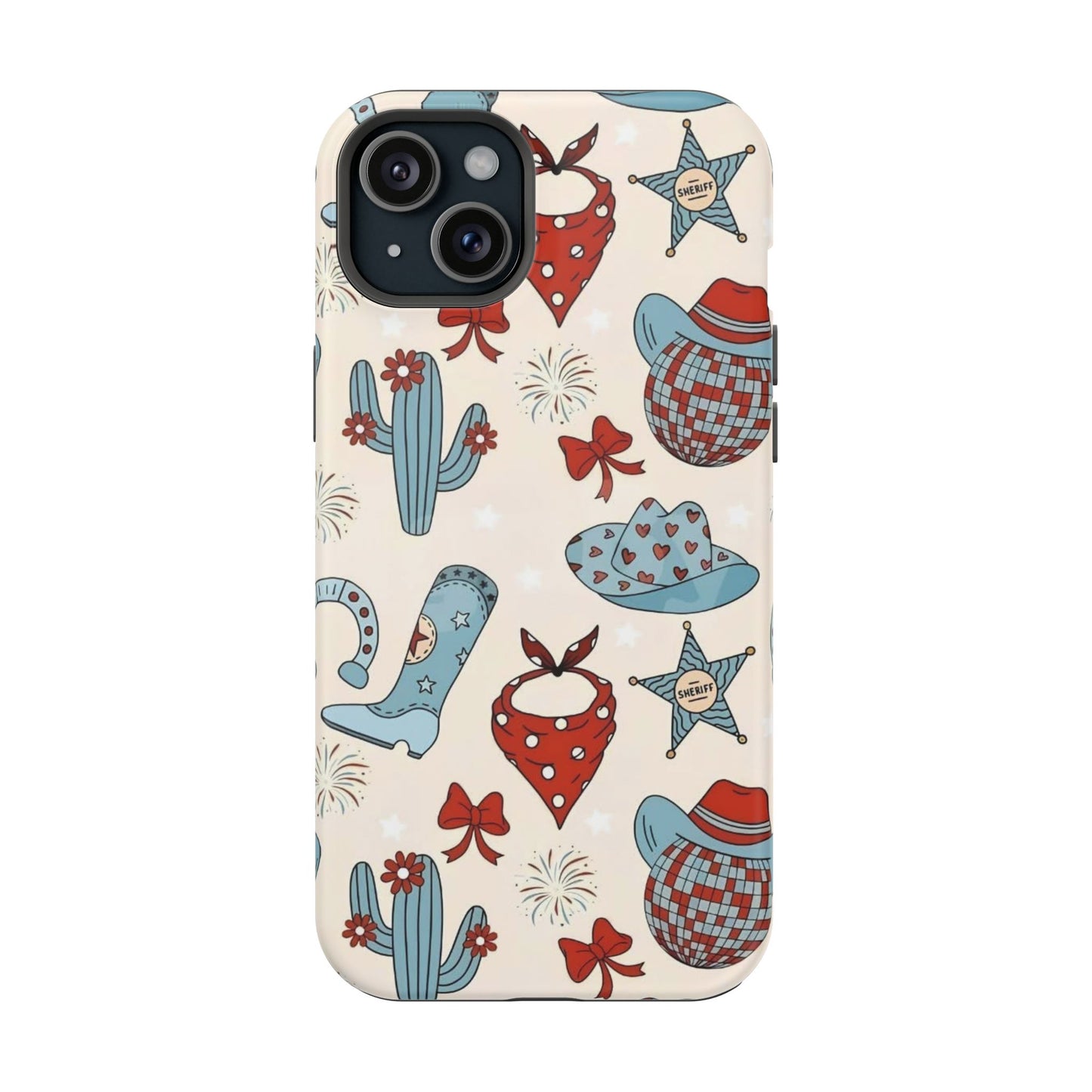 Western Country Pattern Phone Case — Cowboy Boots, Hats & Bandanas Magnetic Impact-Resistant Case