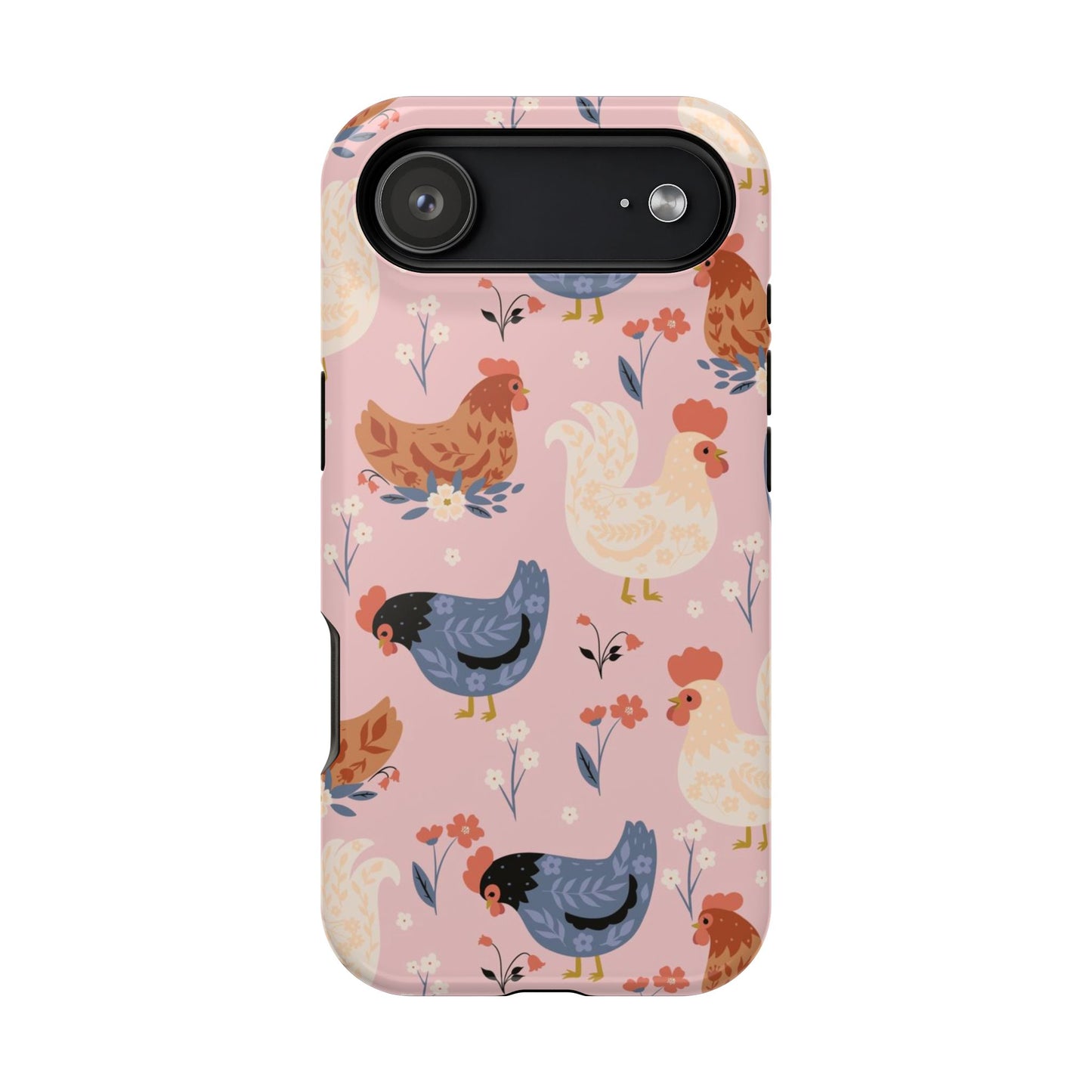 Chicken Pattern Magnetic Impact Phone Case — Cute Pastel Hen Design