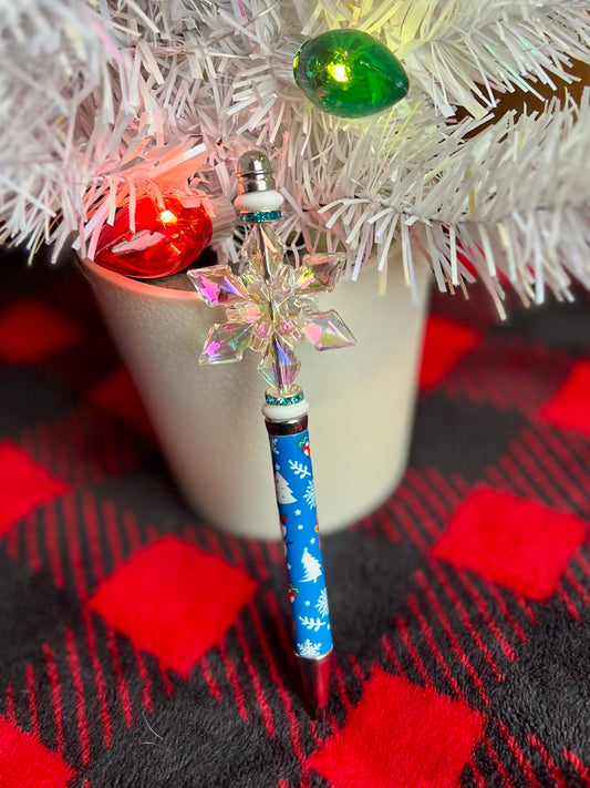 Snowflake Blue Printed Pen
