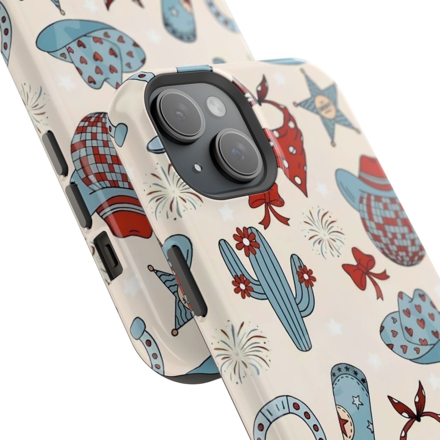 Western Country Pattern Phone Case — Cowboy Boots, Hats & Bandanas Magnetic Impact-Resistant Case