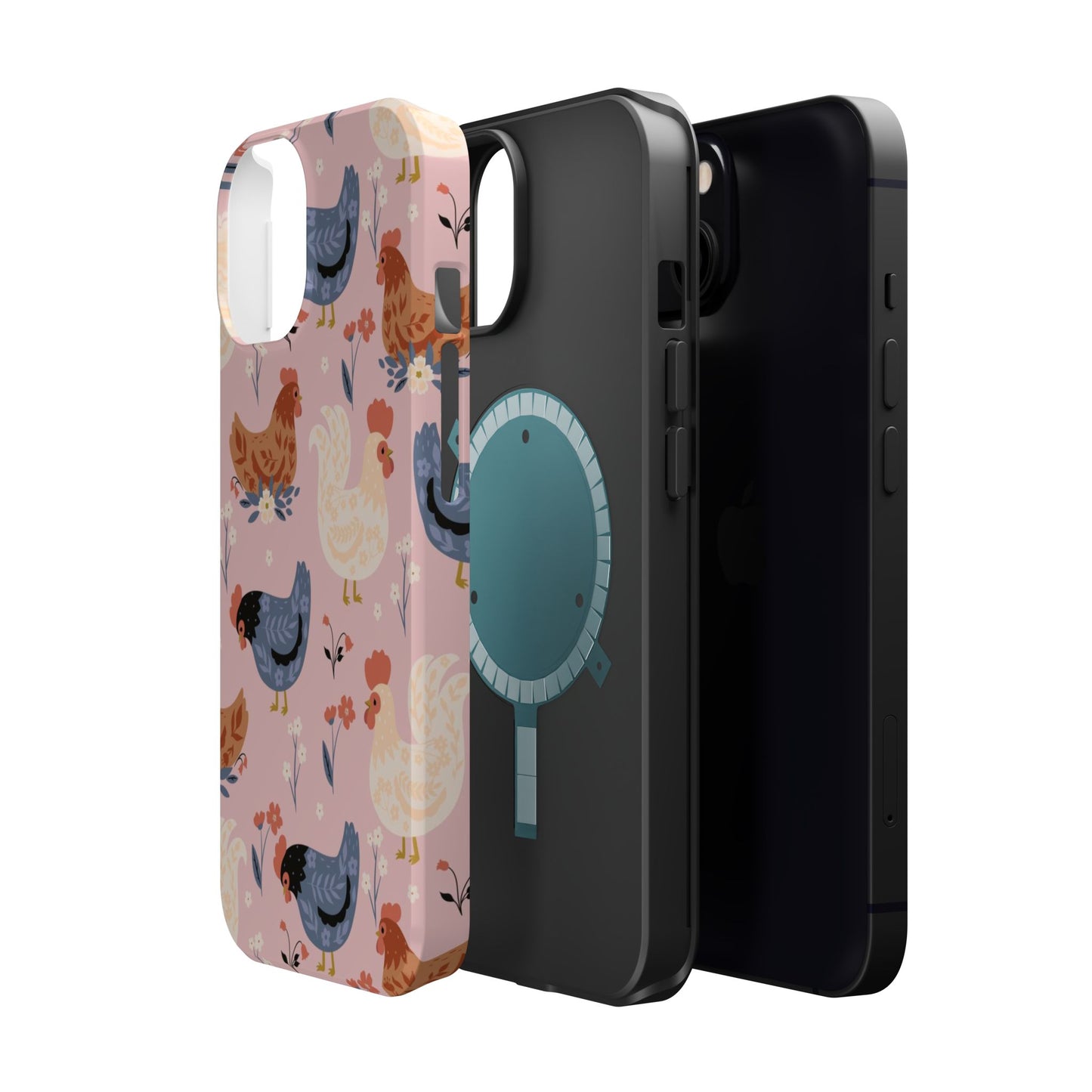 Chicken Pattern Magnetic Impact Phone Case — Cute Pastel Hen Design