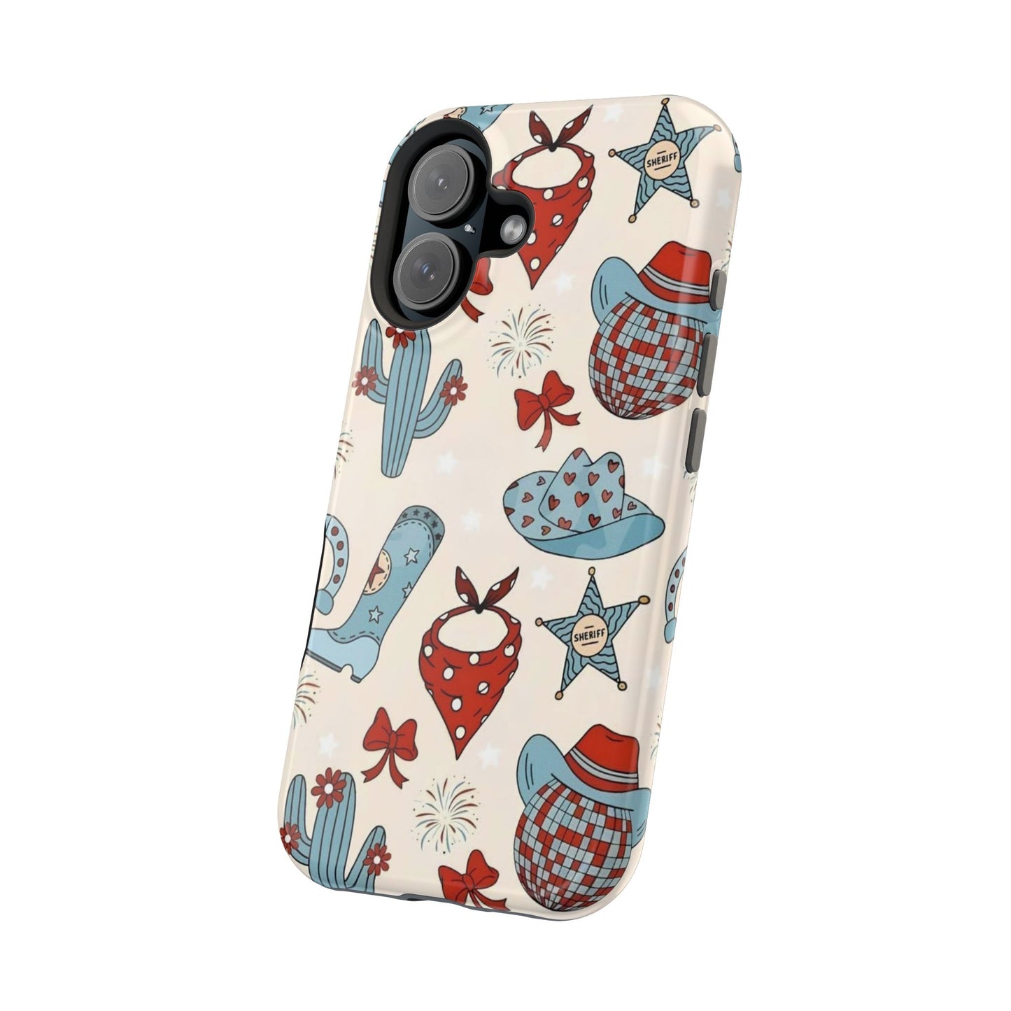 Western Country Pattern Phone Case — Cowboy Boots, Hats & Bandanas Magnetic Impact-Resistant Case