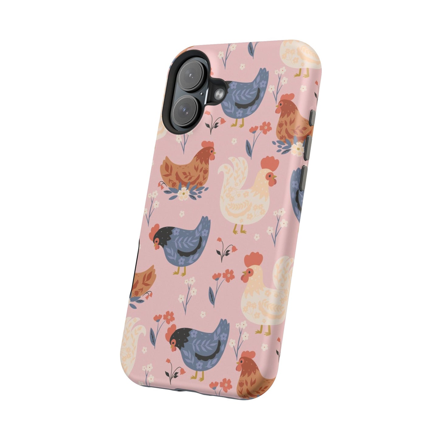 Chicken Pattern Magnetic Impact Phone Case — Cute Pastel Hen Design