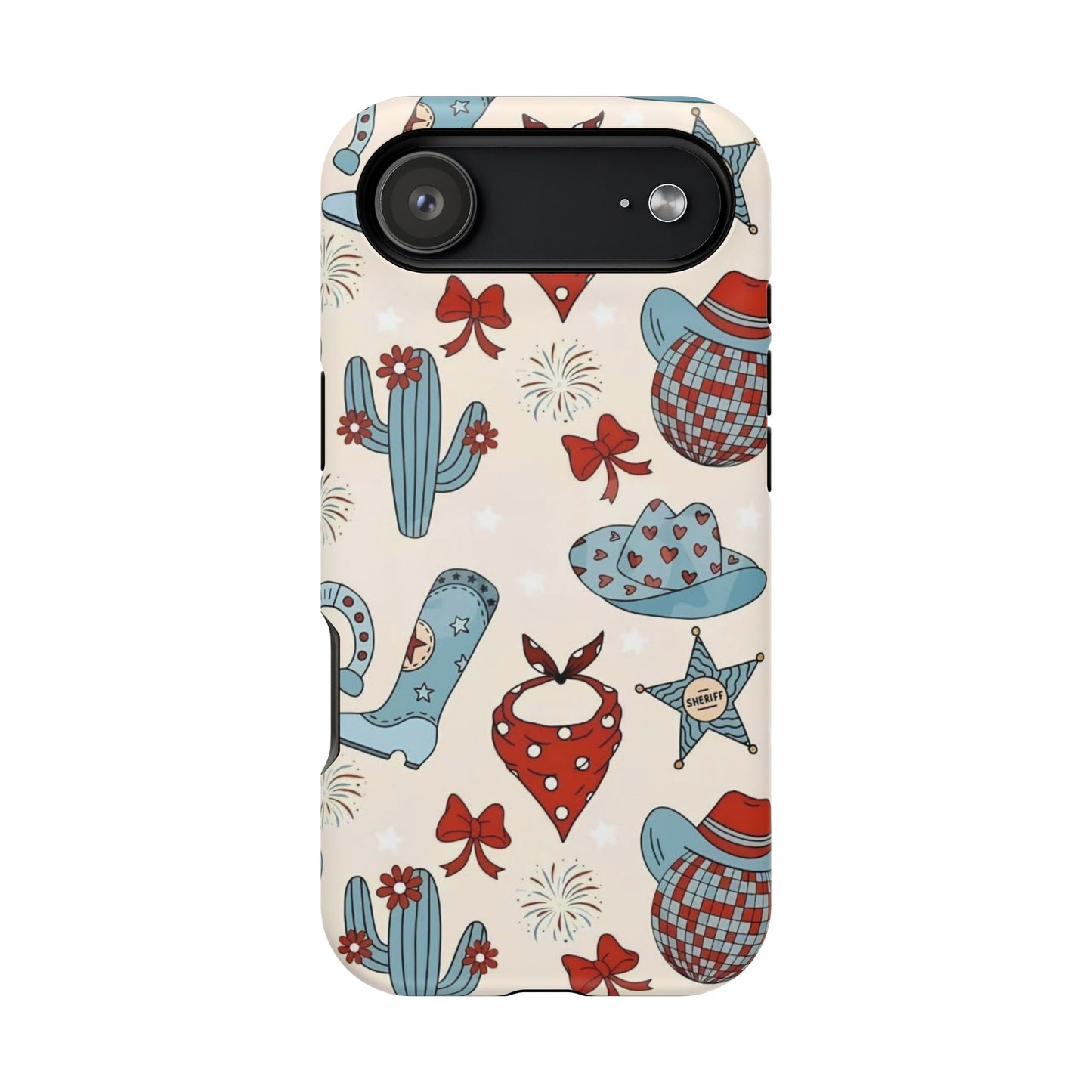 Western Country Pattern Phone Case — Cowboy Boots, Hats & Bandanas Magnetic Impact-Resistant Case