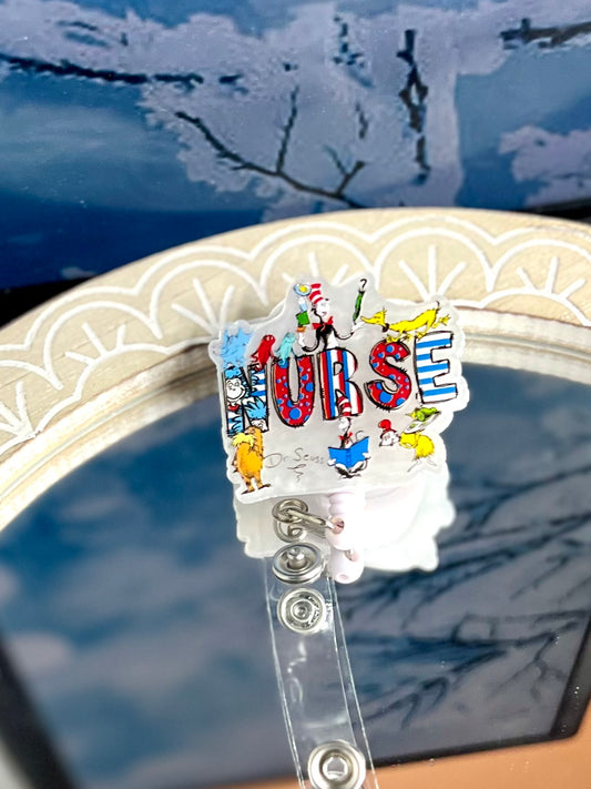 Dr seuss nurse badge reel