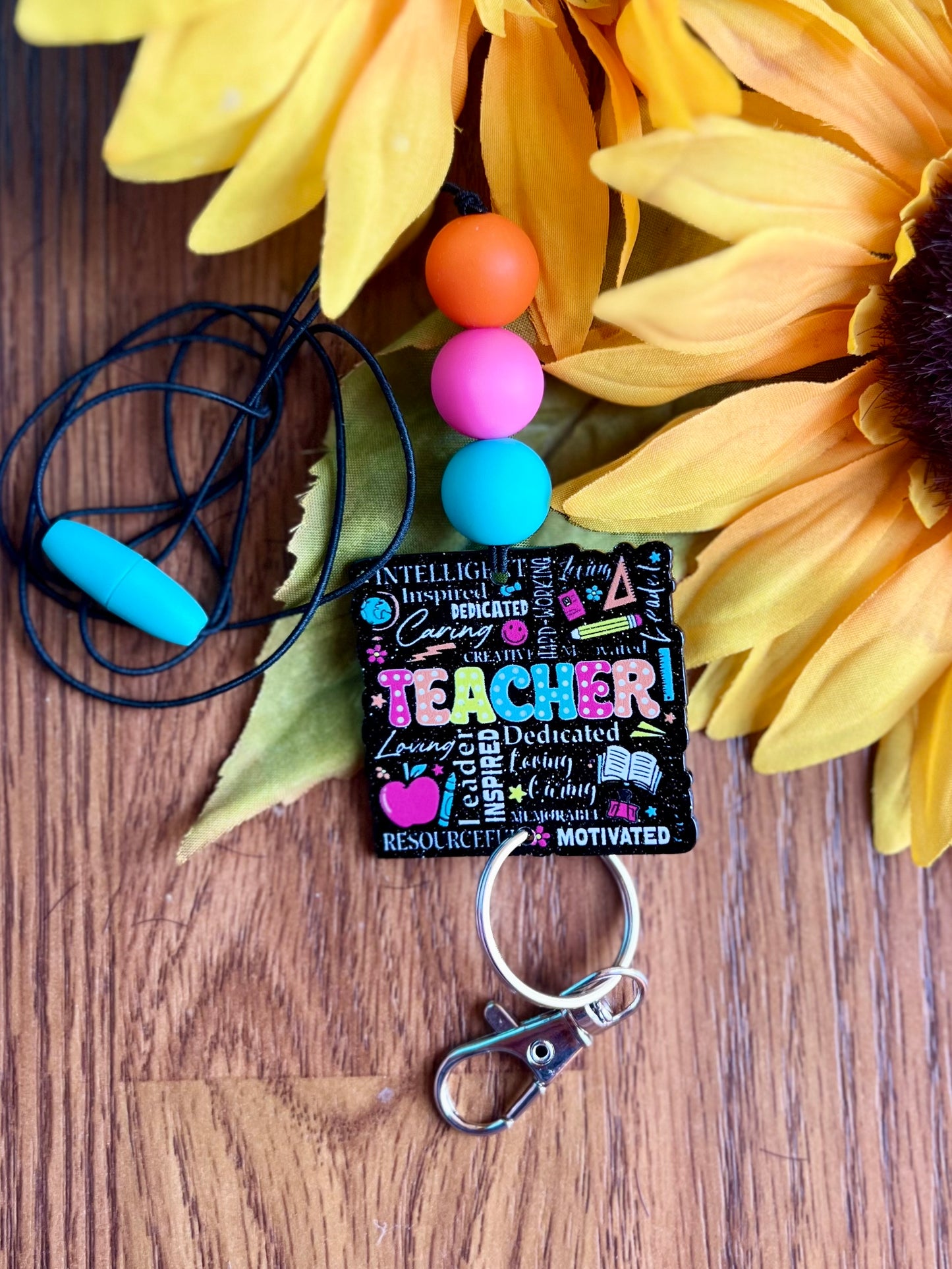 Acrylic Teacher Lanyard-Elastic