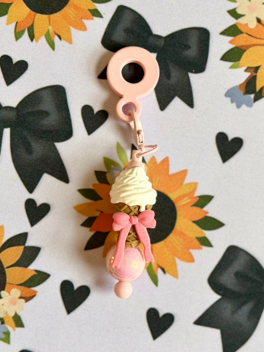 Ice Cream Cone Straw Charm