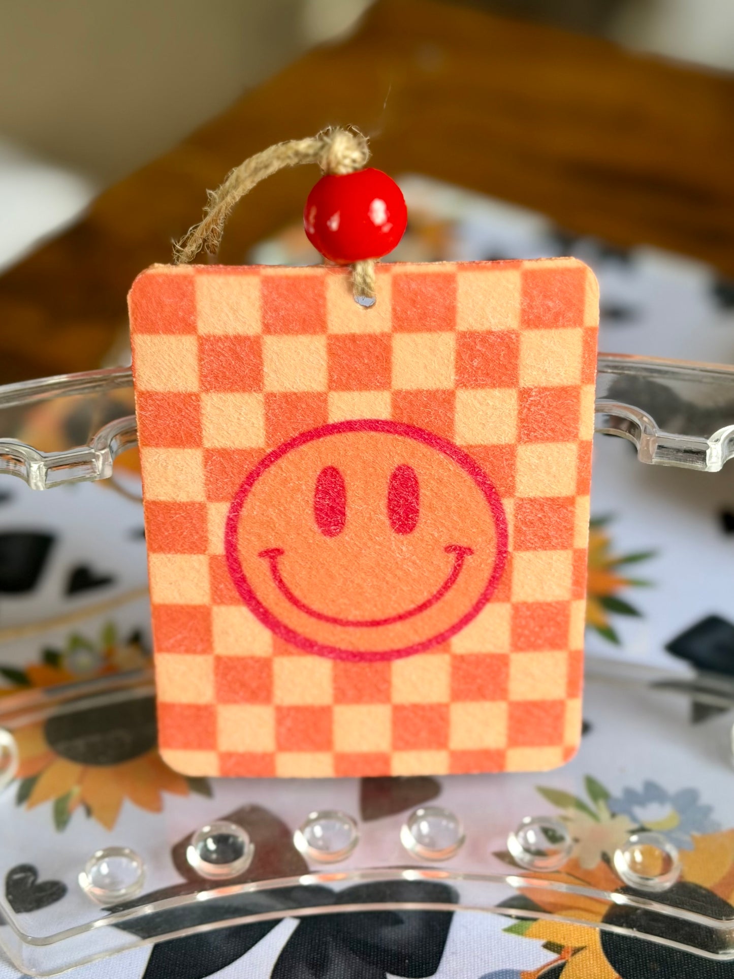 Check Smiley Felt Freshie